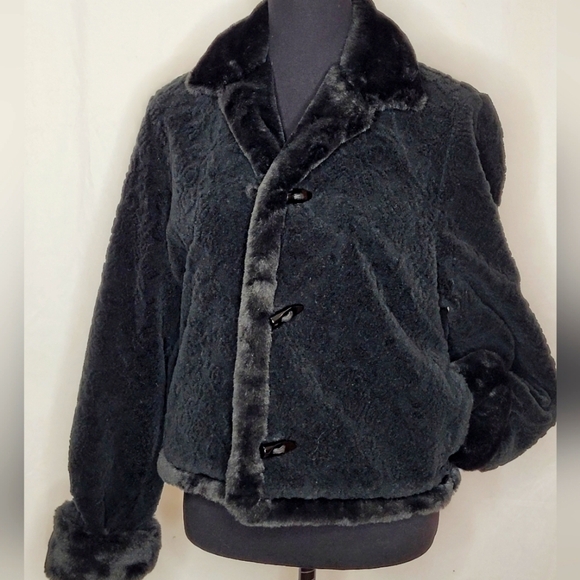 Tsunami Black Faux Fur Jacket - Size M - Picture 5 of 12